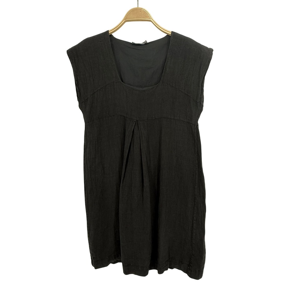 Markup Woman Linen Shift Dress Womens Large Black Excellent Babydoll MW261207